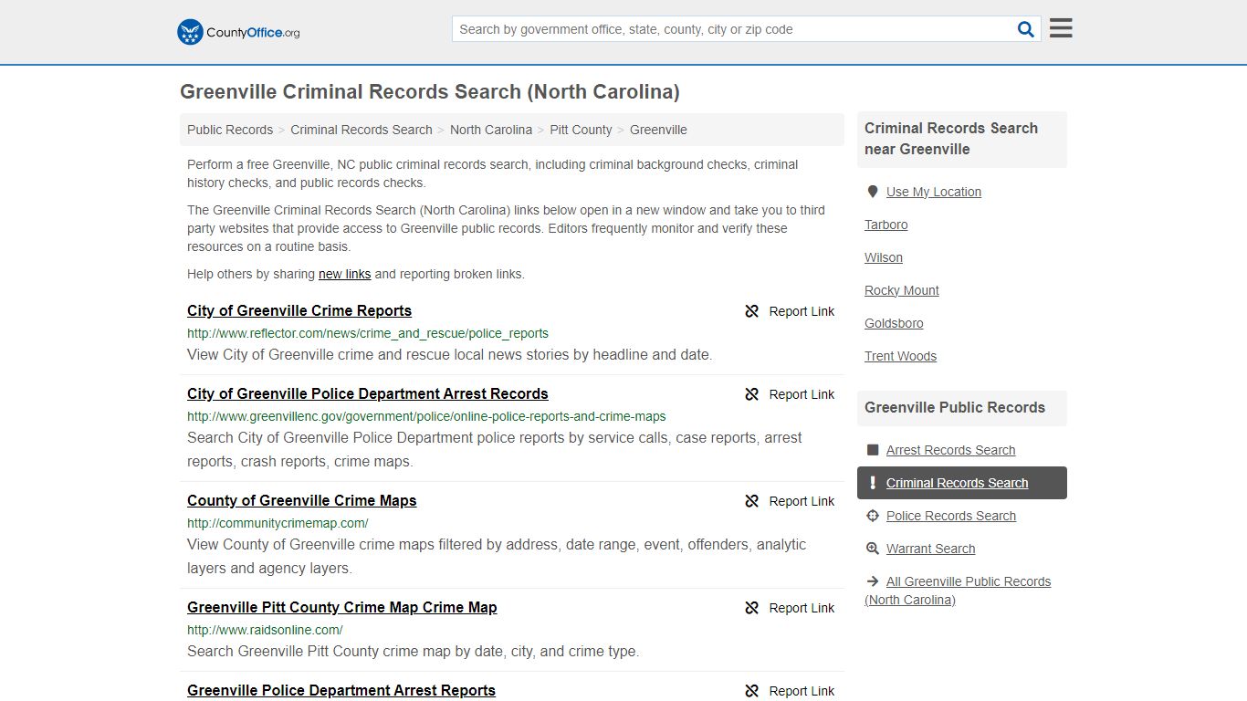 Greenville Criminal Records Search (North Carolina) - County Office